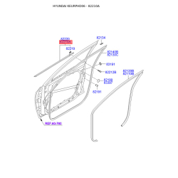 Уплотнитель (уплотнение) двери левый 82210-2H000 Mobis