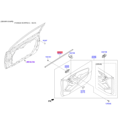 Уплотнитель (уплотнение) двери левый 82231-3Y000 Mobis
