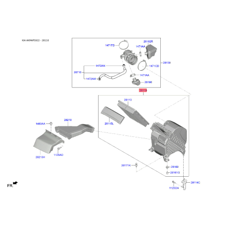 Крышка, корпус воздушного фильтра 28110-C5250 Mobis - 28110C5250 - схема с каталога 28110, AKMAPS922 28110C5250