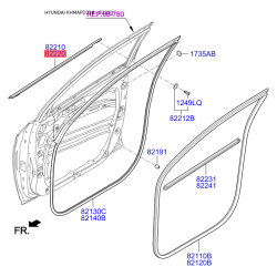 Облицовка / защитная накладка, дверь правая 82220-D3001 Mobis