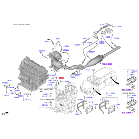 Датчик положення колінвалу 39180-2B020 Mobis - 391802B020 - схема з каталогу 39180, SEURPF119 391802B020