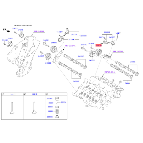 Шестерня, розподільний вал 24370-3CGA0 Mobis - 243703CGA0 - схема з каталогу 24370B, AKMAPS922 243703CGA0
