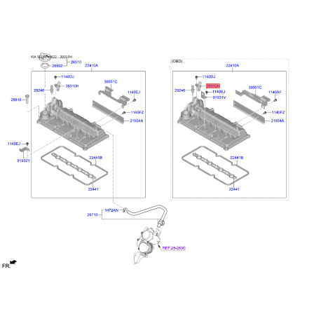 Датчик положення розподільного валу 39300-2U000 Mobis - 393002U000 - схема з каталогу 39310H, SEURPHW22 393002U000