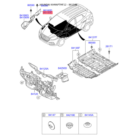 Крышка переднего крыла левая 84111-2S000 Mobis - 841112S000 - схема с каталога 86150E, KHMAPTMF12 841112S000