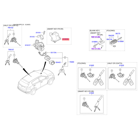 Замок блокування керма 81900-C5700 Mobis - 81900C5700 - схема з каталогу 81900S, SRUSPF119 81900C5700