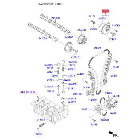 Датчик положения распределительного вала 24360-2GGD0 Mobis - 243602GGD0 - схема с каталога 23420, KRUSPJ520 243602GGD0