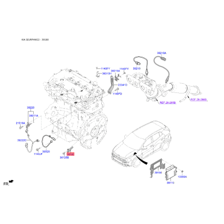 Датчик положення колінвалу 39180-2U000 Mobis - 391802U000 - схема з каталогу 39180, SEURPHW22 391802U000