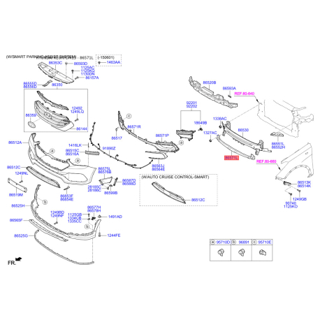Усилитель бампера нижний 86571-2W500 Mobis - 865712W500 - схема с каталога 86571L, KEURPDM15 865712W500
