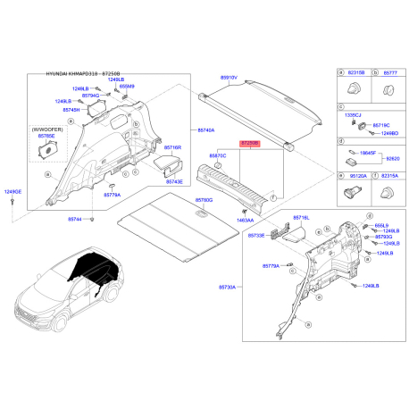 Оббивка багажника 85770-D3000TRY Mobis - 85770D3000TRY - схема з каталогу 87250B, KHMAPD318 85770D3000TRY