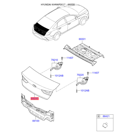 Задняя дверь 69200-C1500 Mobis - 69200C1500 - схема с каталога 69200, KHMAPE617 69200C1500