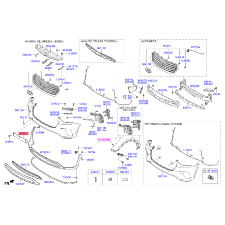 Кронштейн, буфер 86560-B8AA0 Mobis - 86560B8AA0 - схема з каталогу 86560J, KEURPB816 86560B8AA0
