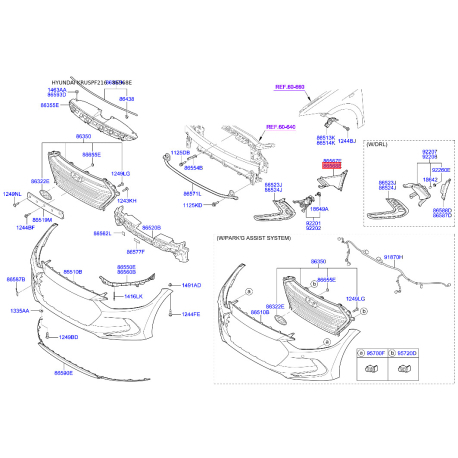 Воздуховод в бампере правый 86568-F2300 Mobis - 86568F2300 - схема с каталога 86568E, KRUSPF216 86568F2300