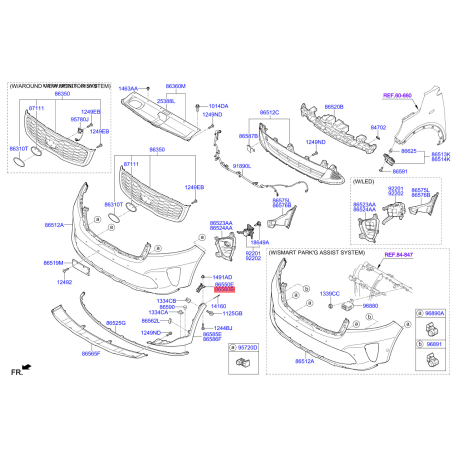 Кронштейн, буфер правый 86554-C5500 Mobis - 86554C5500 - схема с каталога 86560B, KRUSPC518 86554C5500