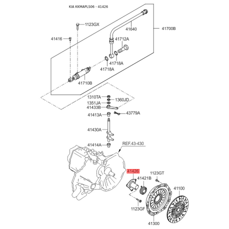 Крышка, выжимной подшипник 41426-28510 Mobis - 4142628510 - схема с каталога 41426, KKMAPLS06 4142628510