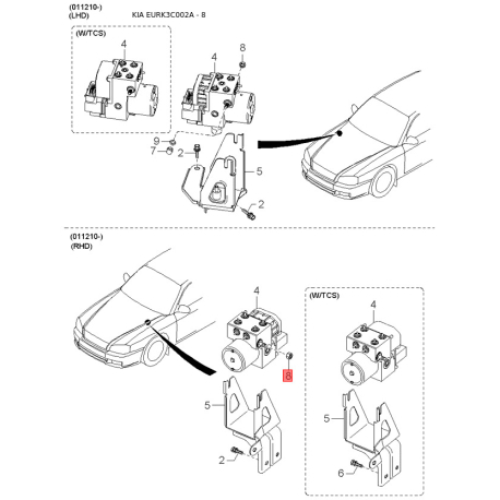Кулак задний левый 52710-38801 Mobis - 5271038801 - схема с каталога 8, EURK3C002A 5271038801