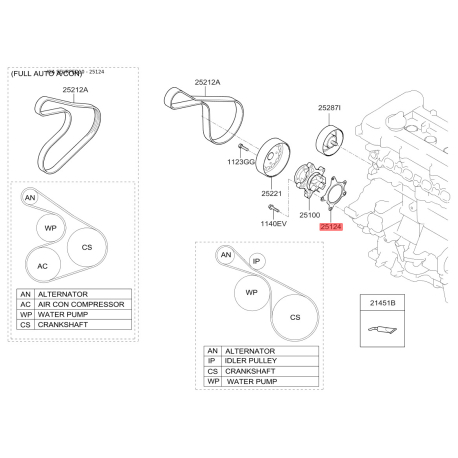 Прокладка водяний насос 25124-23010 Mobis - 2512423010 - схема з каталогу 25124, SEURPED10 2512423010