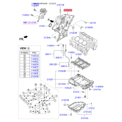 Крышка картера, блок-картер двигателя 21351-3C531 Mobis