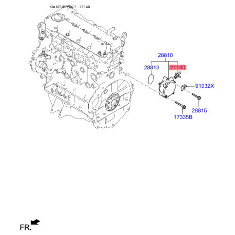 Клапан контроля давления масла 28812-2A000 Mobis - 288122A000 - схема с каталога 21140, KEURPH817 288122A000