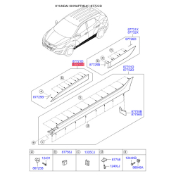 Обшивка порога правая 87722-2S000 Mobis