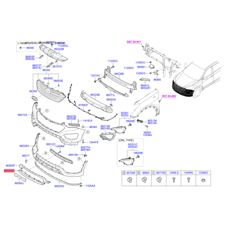 Кронштейн, буфер 86585-B8000 Mobis - 86585B8000 - схема з каталогу 86555K, KEURPB813 86585B8000