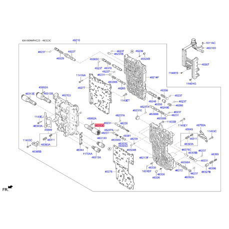 Клапан переключения, автоматическая коробка передач 46313-2F400 Mobis - 463132F400 - схема с каталога 46313C, KKMAPHC23 463132F400