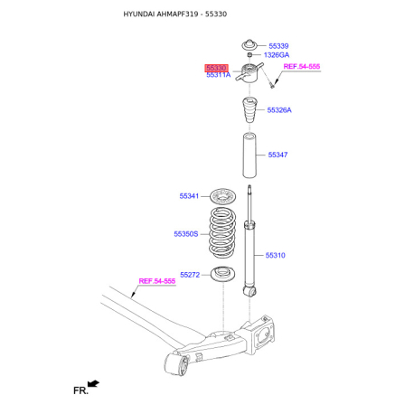 Опора стойки амортизатора 55330-F2100 Mobis - 55330F2100 - схема с каталога 55330, AHMAPF319 55330F2100