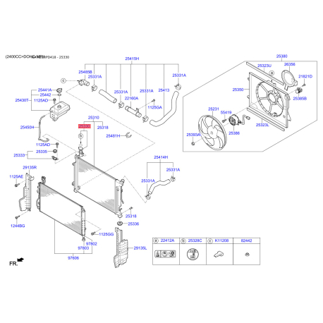 Крышка расширительного бачка 25330-C2000 Mobis - 25330C2000 - схема с каталога 25330, KEURPD418 25330C2000