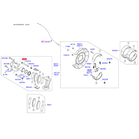 Направляюча (палець) супорта 58161-3E500 Mobis - 581613E500 - схема з каталогу 58161, KEURPBL06 581613E500