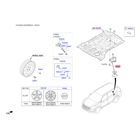 Держатель запасного колеса 62800-B8000 Mobis - 62800B8000 - схема с каталога 62810, KEURPB816 62800B8000