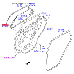 Облицовка / защитная накладка, стекло двери левая 83250-2W000 Mobis