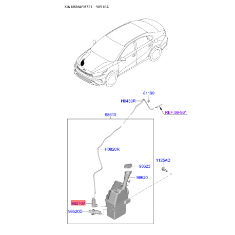 Насос бачка омывателя 98510-C1000 Mobis - 98510C1000 - схема с каталога 98510A, MKMAPM721 98510C1000