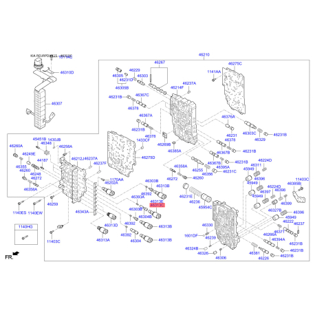 Клапан переключения, автоматическая коробка передач 46313-3B075 Mobis - 463133B075 - схема с каталога 46313C, REURPDXR15 463133B075
