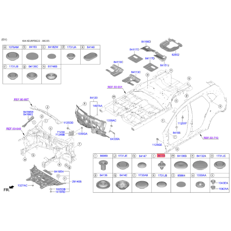 Пістон (кліпса) оббивки салону 14204-07000B Mobis - 1420407000B - схема з каталогу 86155, KEURPDE22 1420407000B