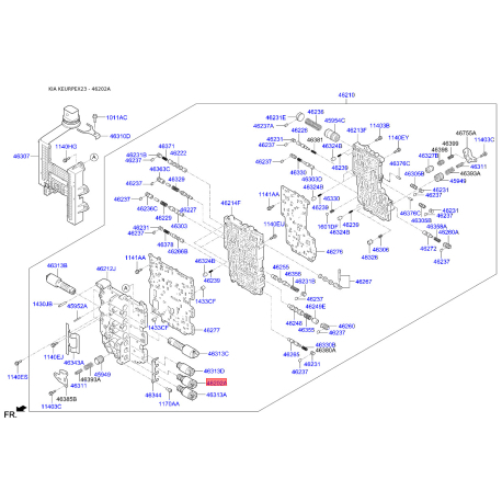 Клапан переключения, автоматическая коробка передач 46313-3B011 Mobis - 463133B011 - схема с каталога 46202A, KEURPEX23 463133B011