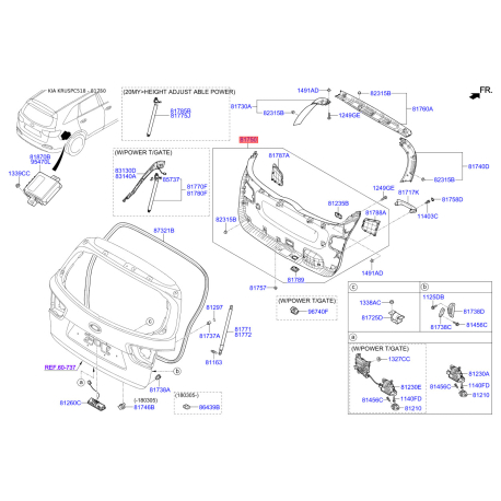 Крышка / обшивка багажного отделения 81750-C5100WK Mobis - 81750C5100WK - схема с каталога 81750, KRUSPC518 81750C5100WK