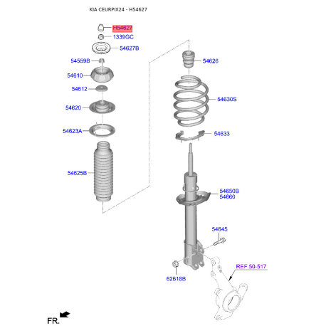 Шайба штока амортизатора 54627-07100 Mobis - 5462707100 - схема з каталогу H54627, CEURPIX24 5462707100