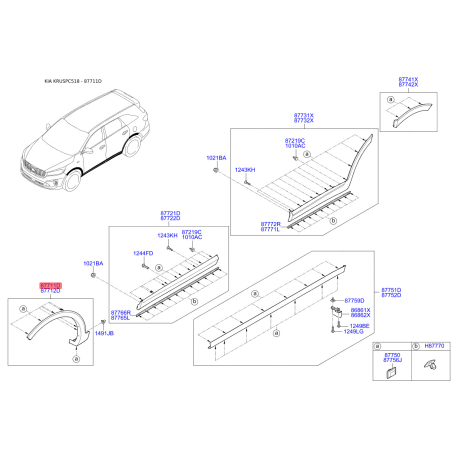 Обшивка (подкрылок), колесная ниша левая 87711-C5000 Mobis - 87711C5000 - схема с каталога 87711D, KRUSPC518 87711C5000