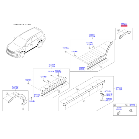 Накладка арки колеса наружная пластиковая правая 87742-C5000 Mobis - 87742C5000 - схема с каталога 87742X, KRUSPC518 87742C5000