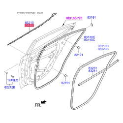 Уплотнитель (прокладка), боковое стекло правый 83220-F2010 Mobis