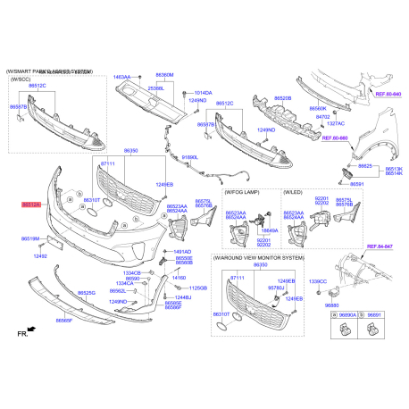 Бампер верхній 86511-C5510 Mobis - 86511C5510 - схема з каталогу 86512A, KEURPC518 86511C5510