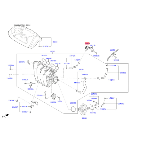 Клапан вентиляції паливного бака 28910-2E000 Mobis - 289102E000 - схема з каталогу 28910, KKMAPA716 289102E000