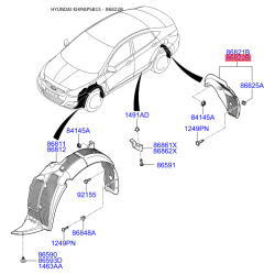 Обшивка (подкрылок), колесная ниша правая 86822-1R000 Mobis