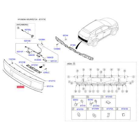 Кронштейн щитка номерного знаку 87373-D3000 Mobis - 87373D3000 - схема з каталогу 87373C, HEURPD716 87373D3000