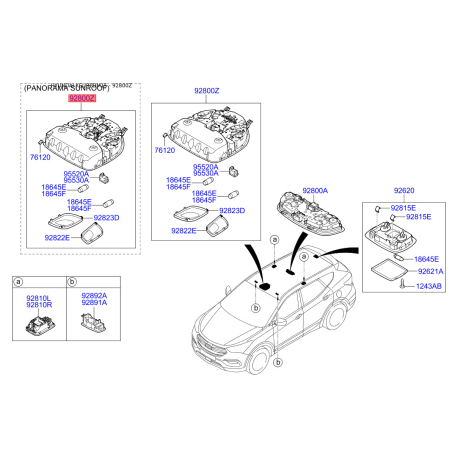 Освещение салона 92800-2W000OM Mobis - 928002W000OM - схема с каталога 92800Z, KEURPDM15 928002W000OM