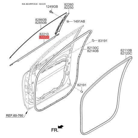 Облицювання / захисна накладка, двері праве 82220-C5000 Mobis - 82220C5000 - схема з каталогу 82220, AEURPC618 82220C5000