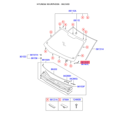 Молдинг (уплотнитель) лобового стекла левый 86150-2H010 Mobis