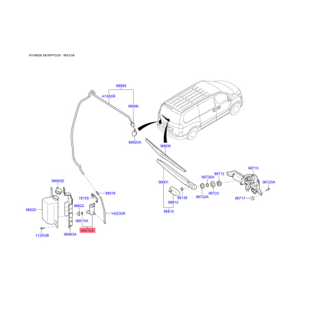 Насос бачка омывателя 98510-4H000 Mobis - 985104H000 - схема с каталога 98510A, KEURPTQ18 985104H000