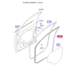 Уплотнитель (уплотнение) двери левый 82110-2E001 Mobis