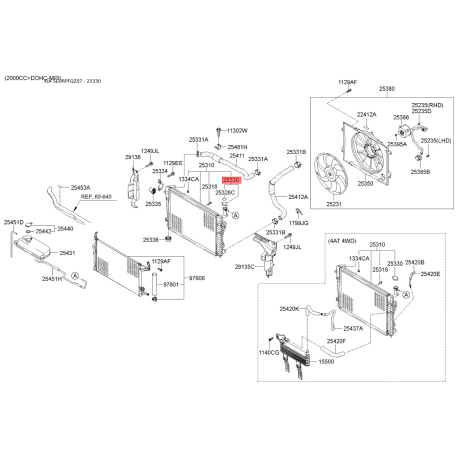Крышка расширительного бачка 25330-2E000 Mobis - 253302E000 - схема с каталога 25330, SEURPFQZ07 253302E000