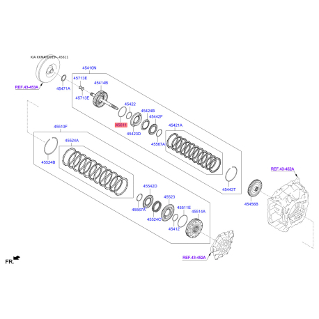 Шайба упорна АКПП 45411-3B000 Mobis - 454113B000 - схема з каталогу 45611, KKMAPD919 454113B000
